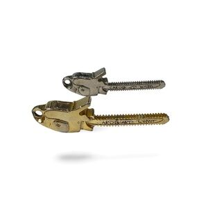 Cardboard Robot Silver & Gold Chainsaw Pendant Necklace VTG Street Art Lot Of 2